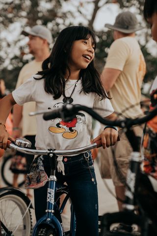 A girl on a bike