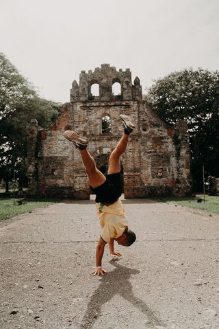 A man doing a handstand